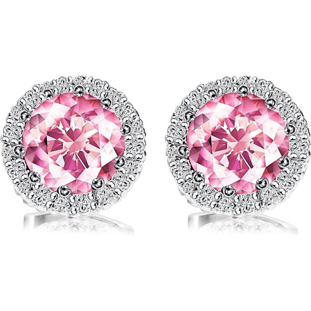 New Pink Tourmaline/October  Birthstone Stud Earrings Set, Copper Plated… - Picture 6 of 7